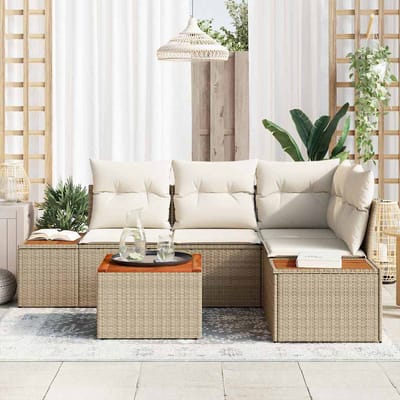 vidaXL - Tuinbank - Set - 4 - st - 4-Aantal - zitplaatsen - Beige - en - Crème