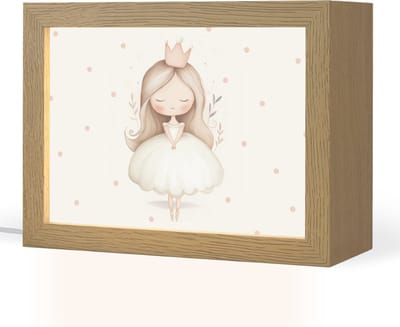 Nachtlampje 20x15 cm - Kinder lampje - Ballerina - Prinses - Stippen - Tafellamp kinderkamer - Slaapkamer lamp - Bedlamp kinderen - Kinderlampje stopcontact - Wandlamp babykamer - Nachtlampjes