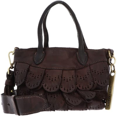 CATERINA LUCCHI Leren Handtas Schoudertas Sorrento Dafne Shopping Bag Moro Bruine
