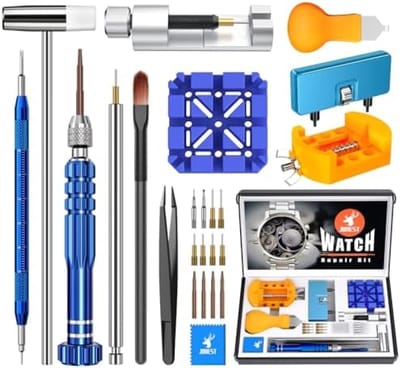 Complete Horlogereparatie Gereedschapsset - Professionele Kit voor Horlogeband Vervanging, Batterij Wissel en Onderhoud met Horlogeopener, Veerpen Gereedschap en Schroevendraaiers