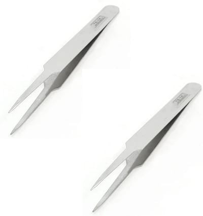 Precisie Pincetten Set - Fijne Pincetten - Hobby en Reparatie - Roestvrij Staal - 2 Stuks - Zilver