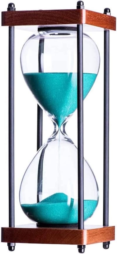 Zandloper Timer - Zandklok Hout - Tijdmanagement Kinderen - Vintage Metaal Design - 30 Minuten - Cyaan
