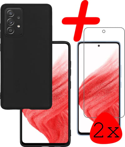 Hoesje Met 2x Screenprotector - Geschikt voor Samsung Galaxy A53 - Sterk & Shockproof - Back Cover - Siliconen Case - Telefoon Hoes - Zwart