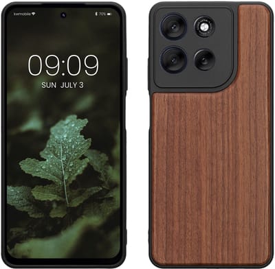 kwmobile telefoonhoesje geschikt voor Motorola Moto G56 5G - Hoesje met bumper in donkerbruin - Backcover - hout