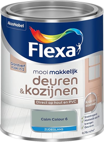 Flexa - Mooi Makkelijk Deuren & Kozijnen Zijdeglans - Calm Colour 6 - Mengverf - 750 Ml