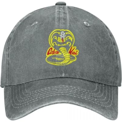 Casquette de Baseball Hip Hop Chapeau Réglable Cobra Kai The Karate Kid Casquette Printemps Automne Chapeaux Serpent Karaté Dojo Anime Denim Casquette Adjustable gray