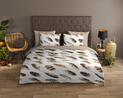 Good Morning dekbedovertrek veren - 1 persoons 140x200/220 cm - Zand - 100% Katoen renforce