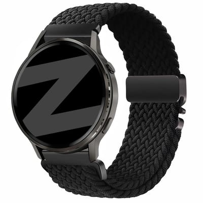 Bandz Gevlochten nylon 'Parachute' bandje geschikt voor Garmin Vivoactive 4s / Vivomove 3s / Venu 4 - 41mm / Venu 3s / Venu 2s / Forerunner 265s / Forerunner 255s - Zwart