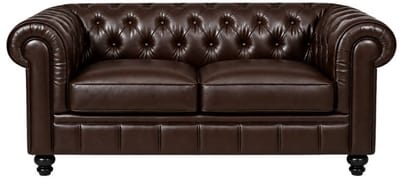 Chesterfield Bank - 2 Zits - Bruin mokka - Leer - Sofa