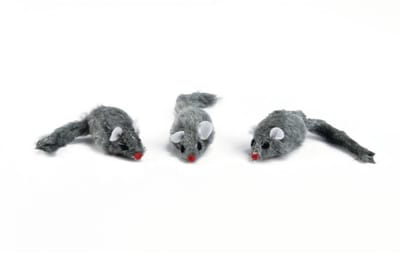 Plush muisje grijs - zakje 3st 5 cm