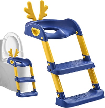 Kinder Toiletzitting - Potty Trainer - Zindelijkheidstraining - Met Opstapje - 41 x 38 cm - Blauw
