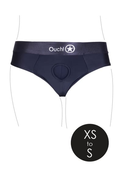 Ouch! by Shots - Vibrating Strap-on Thong with Removable Butt Straps - XS/S - Black