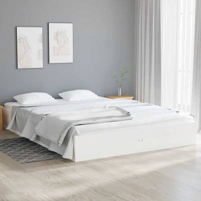 vidaXL Bedframe massief hout wit 120x190 cm Small Double