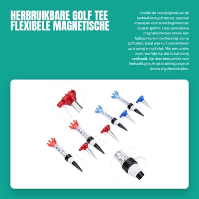 Dailygoods- Golf Tee Set - 4 Stuks - Magnetisch - Flexibel - Duurzaam - Lichtgewicht - Geschikt voor Training - Golf Accessoires