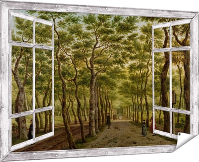 Gards Tuinposter Doorkijk Het Herepad in het Haagse Bos - Paulus Constantijn la Fargue - 180x120 cm - Tuindoek - Tuindecoratie - Wanddecoratie buiten - Tuinschilderij