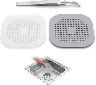 Afvoerzeef Set - Haarvanger Douche - Verstopping Voorkomen - Met Zuignappen - 2 Stuks - Grijs Wit