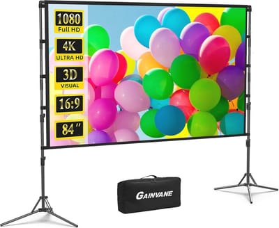 Draagbaar Projectorscherm 84 Inch met Standaard - Kreukvrij 16:9 HD Filmscherm voor Binnen en Buiten