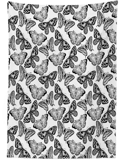 ABAKUHAUS Tafelkleed – 140x240 cm – Satijnmix – Wit/Zwart – Handgestikte randen – Machinewasbaar