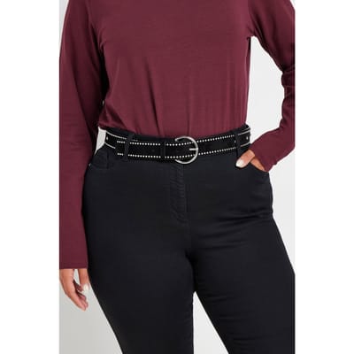 Yours Microriem Met Diamantjes En Studdetail In Zwartsize 54-56