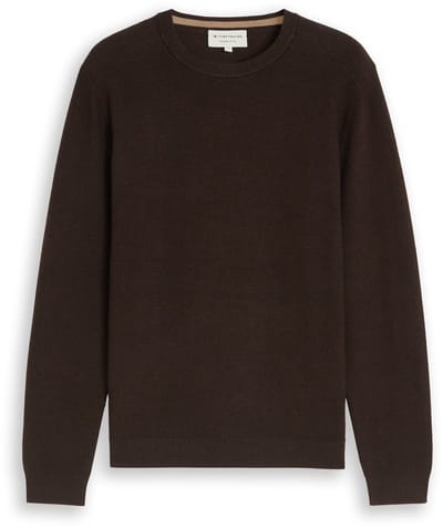 Tom Tailor - Gebreide trui van katoen - Maat XXL - dark chocolate brown melange
