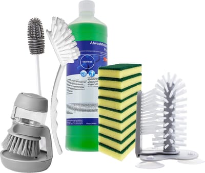 SOP - Vaatwas pakket - 6-Delig - Schoonmaak Set - Afwaspakket - Vaatwas - Schoonmaakpakket - Voordeelpakket - Afwasborstel - Wasmiddel - Vaatwasborstel - Flessenlikker - Spons - Sponzen - Wasborstel