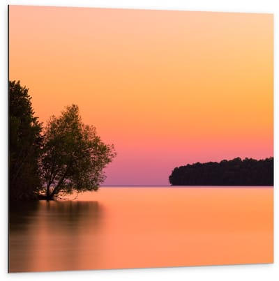 Dibond - Oranje/Roze Lucht - 100x100cm Foto op Aluminium (Met Ophangsysteem)