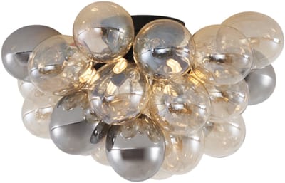 QAZQA uvas - Design Plafondlamp - 6 lichts - Ø 50 cm - Zwart Goud - Woonkamer | Slaapkamer | Keuken