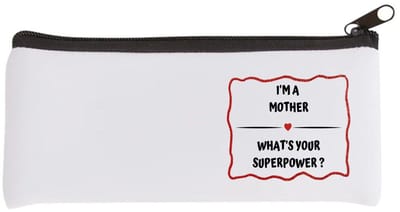 Akyol - i'm a mother what's your superpower? Etui - Mama - moeder met superkracht - moeder cadeautjes - moederdag - verjaardag - geschenk - kado - 20 bij 9 cm
