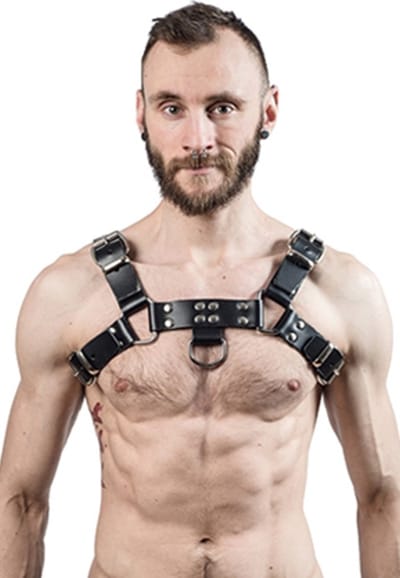 Mister B Leren Borst Harnas Zadelleer - Zwart - XL