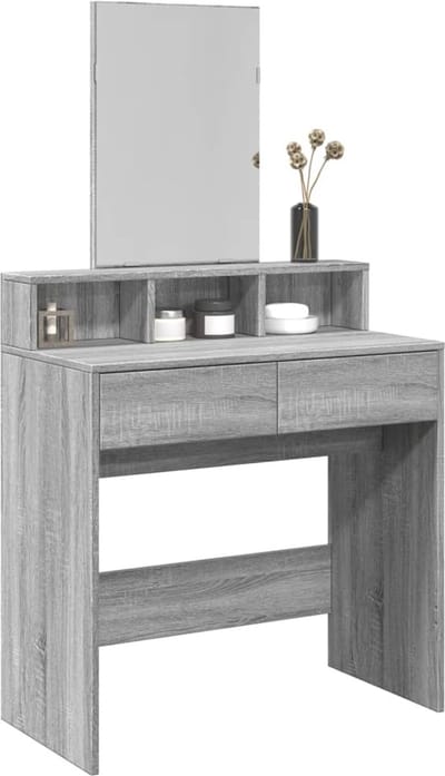 Kaptafel Met spiegel - Make up tafel - Make up - Toilettafel - Met lades - Kaptafels - 80x41x144,5 cm - Grijs