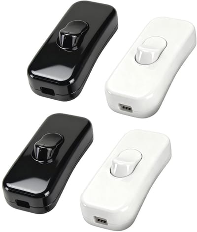 Tussenschakelaar Set van 4 - Snoerschakelaar voor 2- en 3-aderige Netsnoeren - Kabelschakelaar voor Kleine Apparaten en Lampen