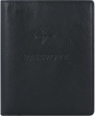 FOSSIL Leren Identiteitskaarthoesje Portemonnee Passport Case Black Zwart