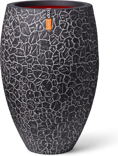 Capi Europe - Vaas elegant deluxe Clay NL - 55x85 - Antraciet - Opening Ø38 - Bloempot voor binnen en buiten - Levenslang garantie - Breukbestendig - 100% Recyclebaar - CO2 Neutraal geproduceerd - KATC1132