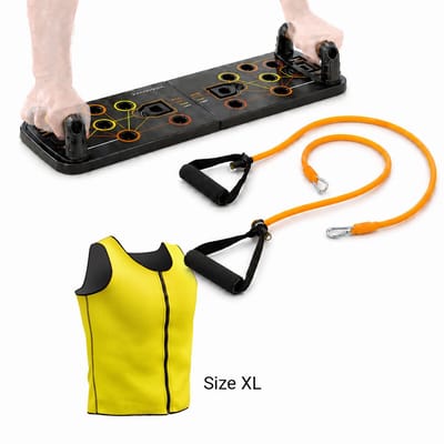 Pack push-up plank met weerstandsbanden en sport sauna vest man XL InnovaGoods