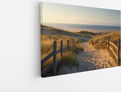 Saammp Canvas Schilderij - Pad door De Duinen - strand en zee - 45x30 - Foto op canvas - Wanddecoratie - muurdecoratie Woonkamer - Slaapkamer decoratie - Canvas Print