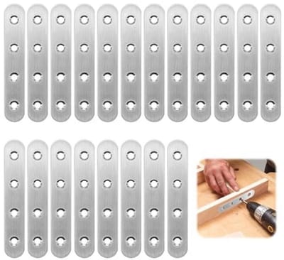 20 Stuks Platte Beugelbeugels voor Houten Constructies - 97x16x1.75mm Rechte Verbinders en Hoekklemmen