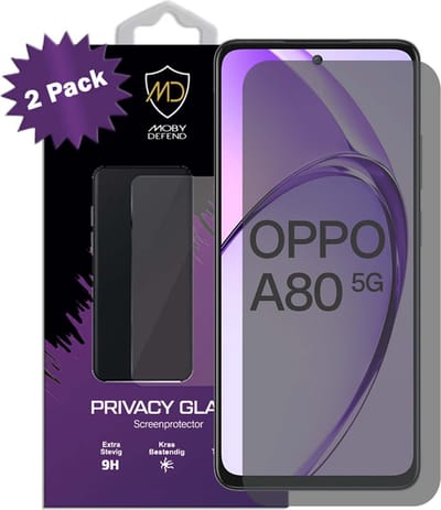 2-Pack MobyDefend Screenprotectors - Geschikt voor Oppo A80 5G - HD Privacy Glass Screensavers