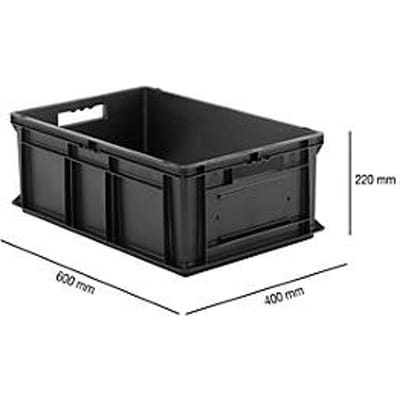 Bak in EURO maat EF 6220, ESD geleidend, 43,5 l, L 600 x B 400 x H 220 mm