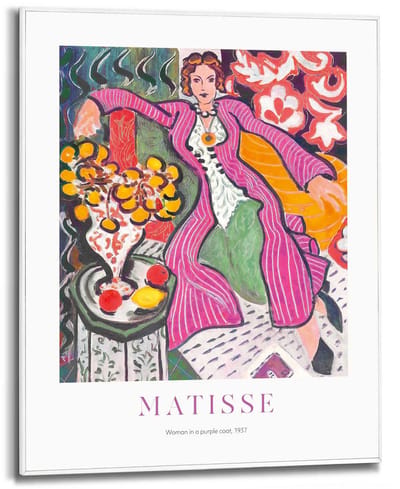 Schilderij Matisse - Vrouw met de paarse jas - 50 x 40 - Hout - REINDERS
