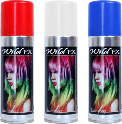 Set 3x kleuren haarverf/haarspray 125 ml - Rood-wit-blauw - Vlag kleuren van Nederland/Holland
