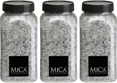 Mica Decorations decoratie stenen / granulaat - 3x - 650 ml - 1-2 mm - spiegel glas - siergrind