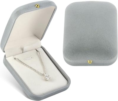 Elegante Velours Sieradenboxen voor Verpakking van Kettingen, Perfect voor Verlovingen, Verjaardagen en Moederdag - Set van 2 in Grijs