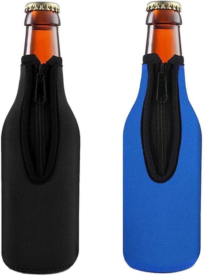 Dailygoods- Bierfleshoezen 2 Stuks - Geïsoleerde Neopreen Hoes - Antiverbrijzeling Ontwerp - Voor Buitenevenementen - Eenvoudig Ritsontwerp - Houdt Dranken Koud - Bierfleshouder