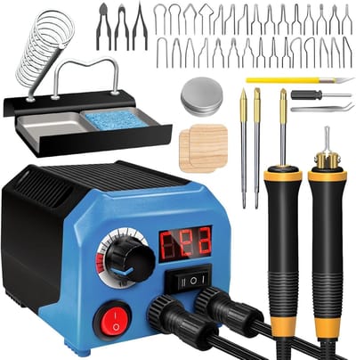 Houtbrandgereedschap - Pyrografie Kit - Kunstzinnig Creëren - Digitale Temperatuurregeling - 750 °C Max - Zwart