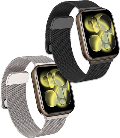 Bandje Geschikt voor Apple Watch 42/44/45/46 mm Bandje Milanees - Horlogebandje Geschikt voor Apple Watch 1-11 / SE (42/44/45/46 mm) Milanese Horlogeband Met Magneetsluiting - Zwart & Zilver