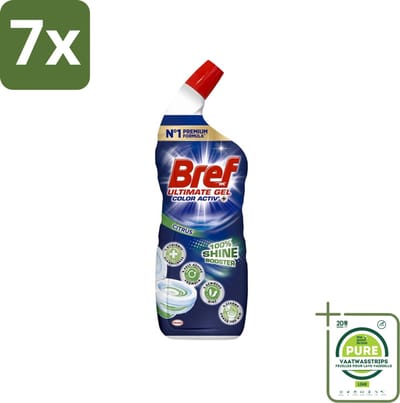7 x Bref WC - Ultimate Gel Color Activ+ - Toiletreiniger - Citrus - 700 ml - Grootverpakking - Toilet Schoonmaken - Toiletreiniger - Wc Reiniger - Anti-kalk - Anti-vuil