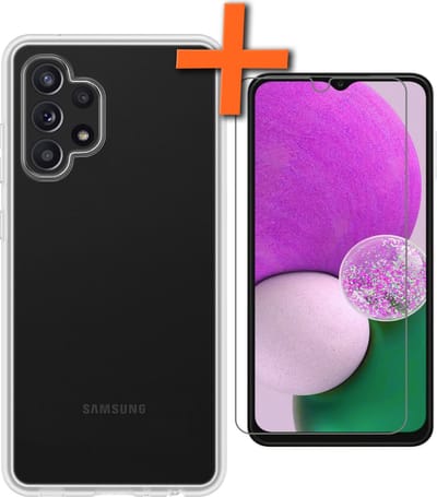 Hoes - Met Screenprotector - Geschikt voor Samsung Galaxy A13 4G - Sterk & Shockproof - Back Cover - Siliconen Case - Telefoon Hoes - Transparant