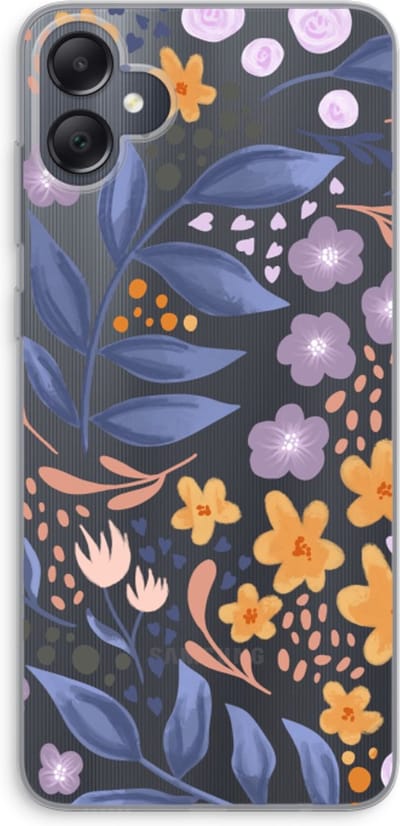 Case Company® - Hoesje geschikt voor Samsung Galaxy A05 hoesje - Flowers with blue leaves - Soft Cover Telefoonhoesje - Bescherming aan alle Kanten en Schermrand