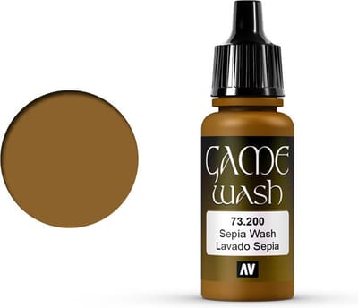 Vallejo Hobbyverf Acrylverf - 73200 Game Color Wash - Sepia - Acryl - Verf flesje - 18 ml