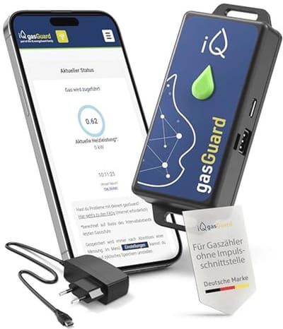 Slimme gasmeter met alarm en WLAN voor digitale bewaking van gasverbruik en kosten